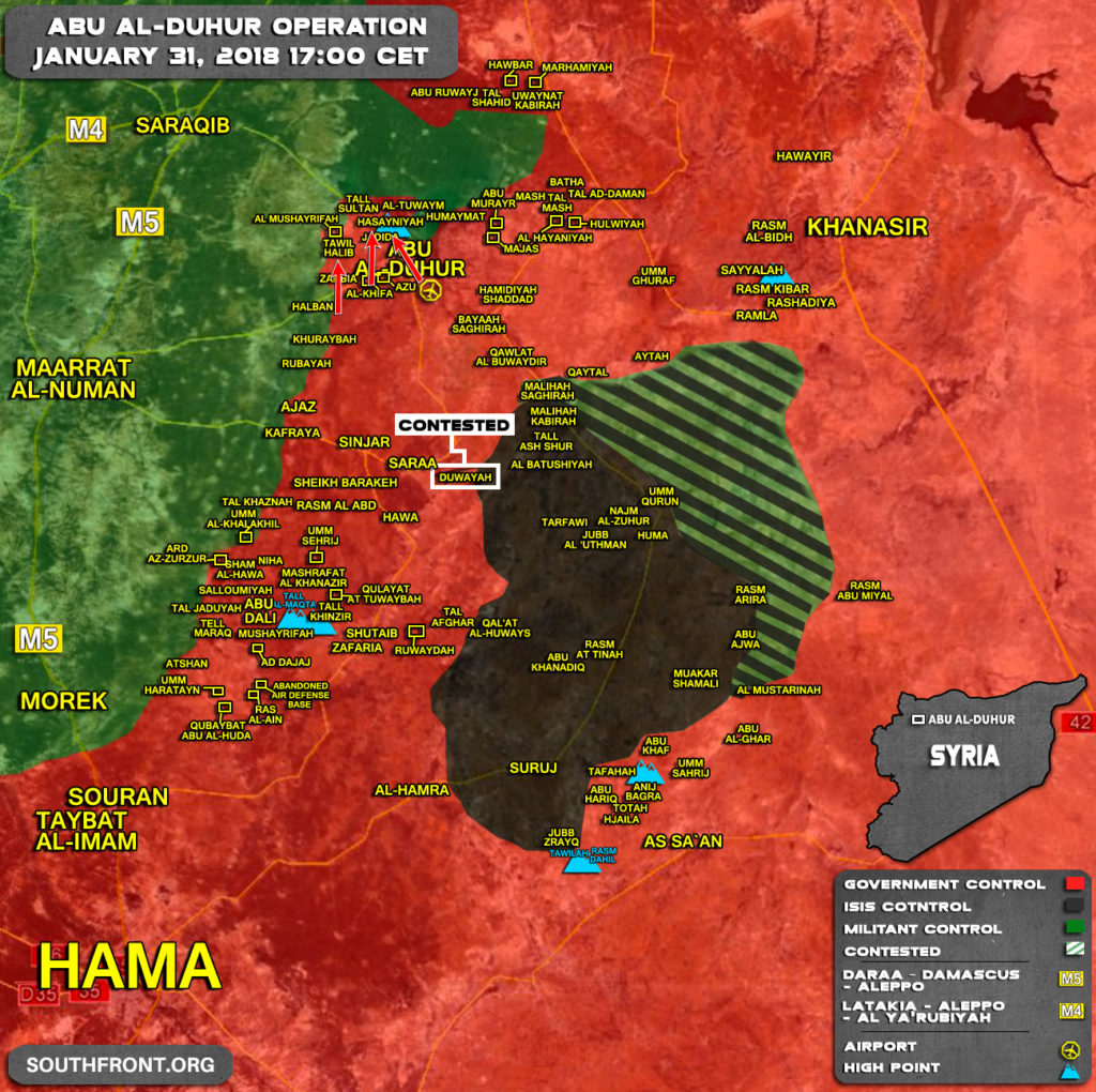 Map Update: Military Situation In Abu al-Duhur Area Following Major Advance By Syrian Army