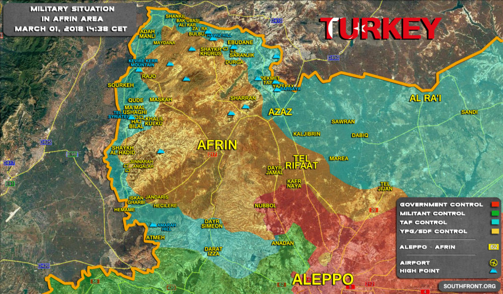 Map Update: Military Situation In Syrian Area Of Afrin On March 1