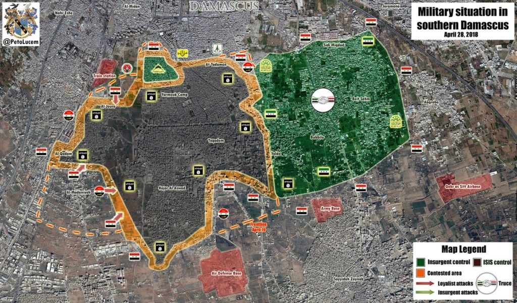 Map Update: Military Situation In Yarmouk Refugee Camp Area South Of Damascus
