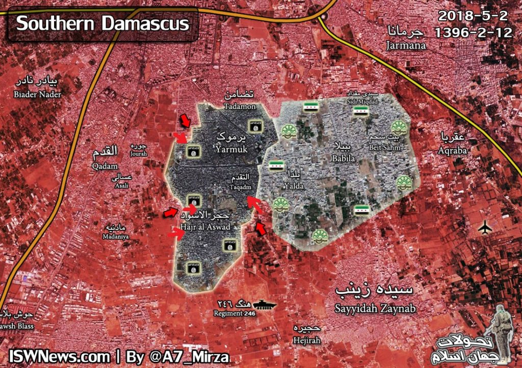 Overview Of Syrian Military’s Operation In Southern Damascus On May 3, 2018 (Map, Photos, Videos)