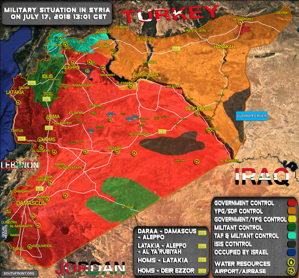 Map Update: Military Situation In Syria On July 17, 2018