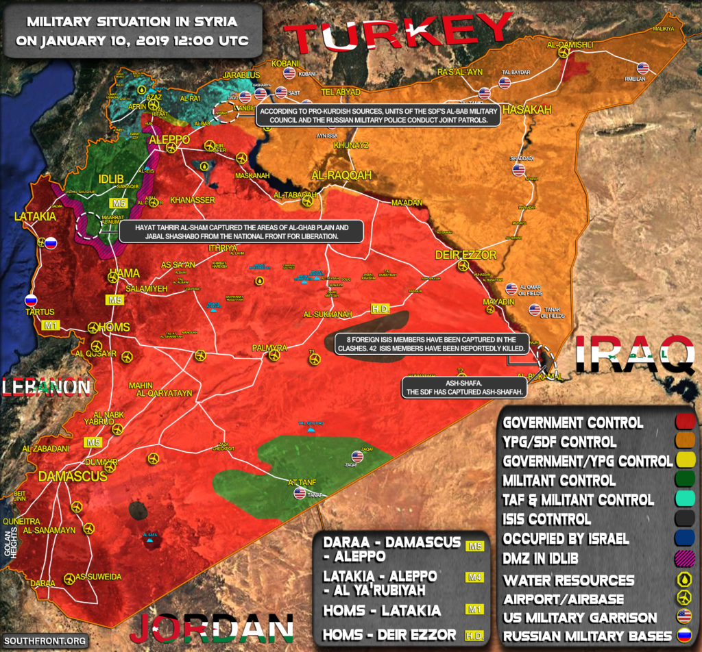 Military Situation In Syria On January 10, 2019 (Map Update)