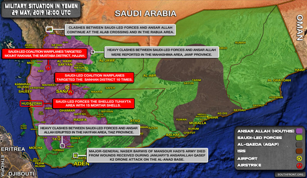 Military Situation In Yemen On May 29, 2019 (Map Update)