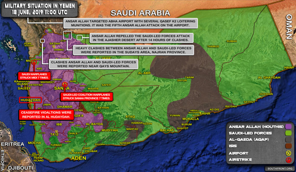 Military Situation In Yemen On June 18, 2019 (Map Update)