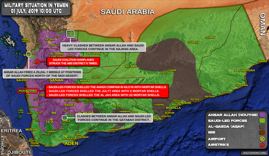 Military Situation In Yemen On July 1, 2019 (Map Update)