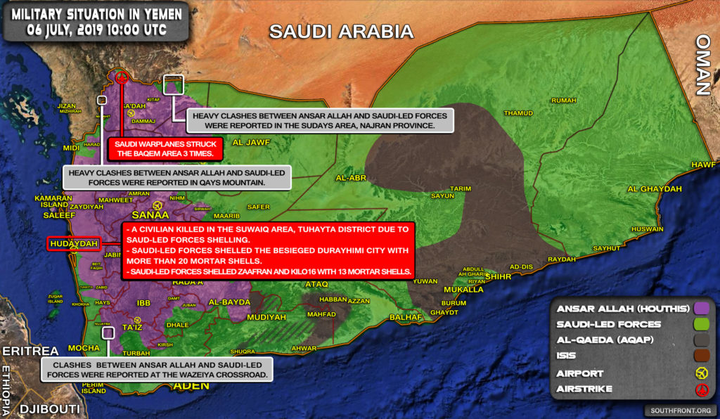 Military Situation In Yemen On July 6, 2019 (Map Update)