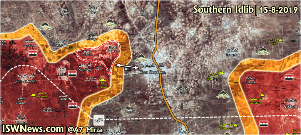Map Update: Syrian Army Is In Only About 3km From Khan Shaykhun
