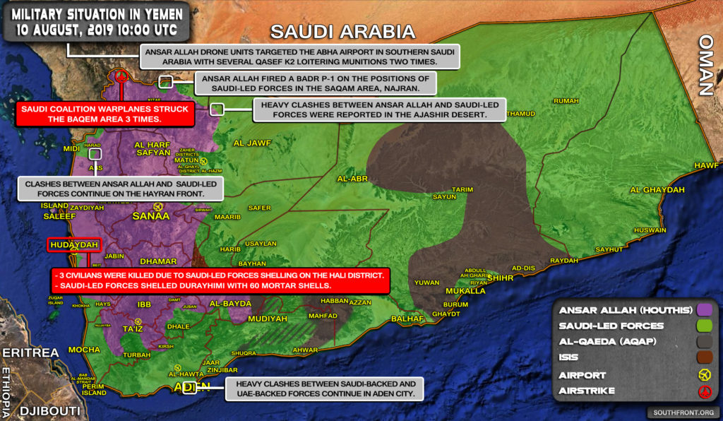 Military Situation In Yemen On August 10, 2019 (Map Update)