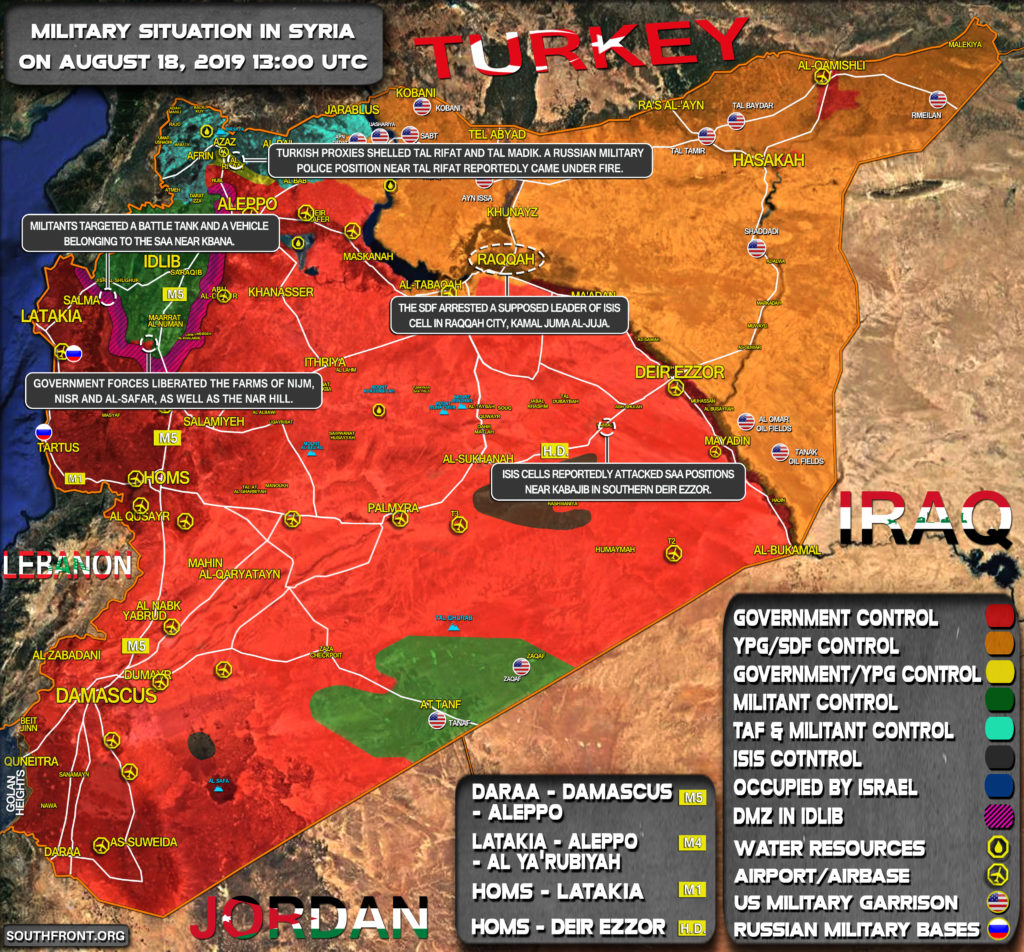 Military Situation In Syria On August 18, 2019 (Map Update)