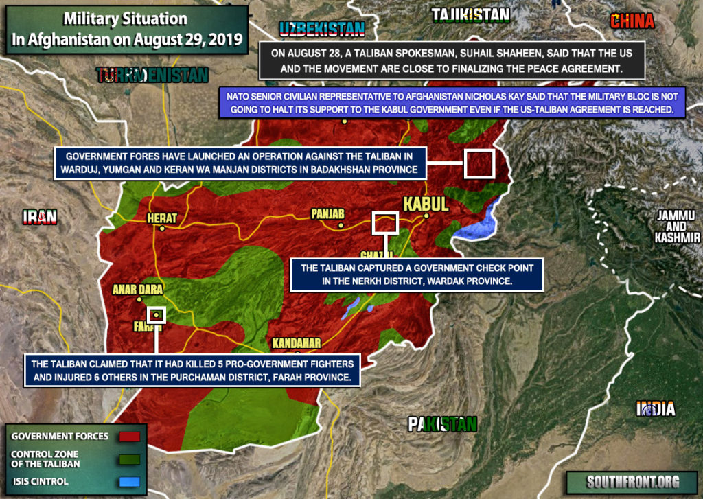 Military Situation In Afghanistan On August 29, 2019 (Map Update)