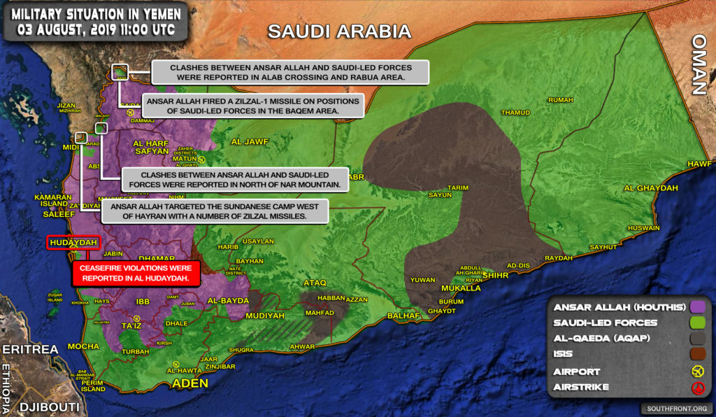 Military Situation In Yemen On August 3, 2019 (Map Update)