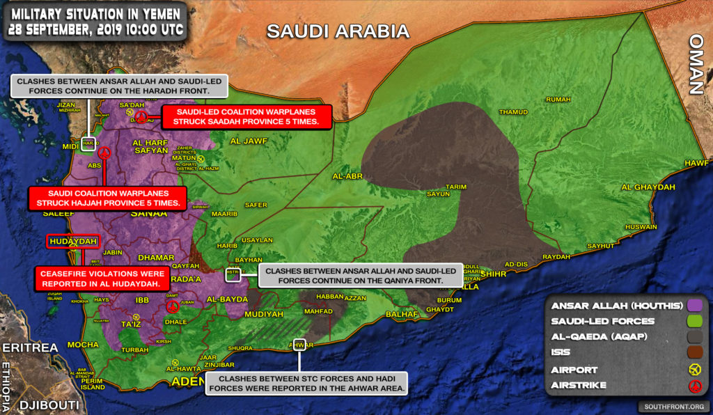 Military Situation In Yemen On September 28, 2019 (Map Update)