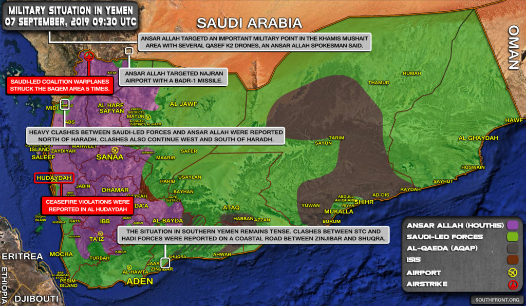 Military Situation In Yemen On September 7, 2019 (Map Update)