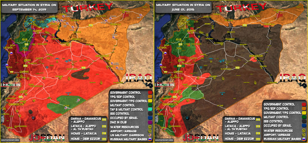 Map Comparison: Military Situation In Syria In June 2015 And September 2019