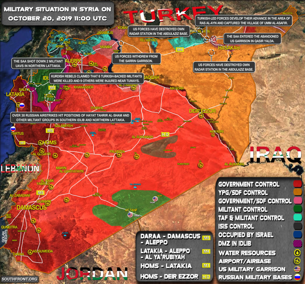 Military Situation In Syria On October 20, 2019 (Map Update)