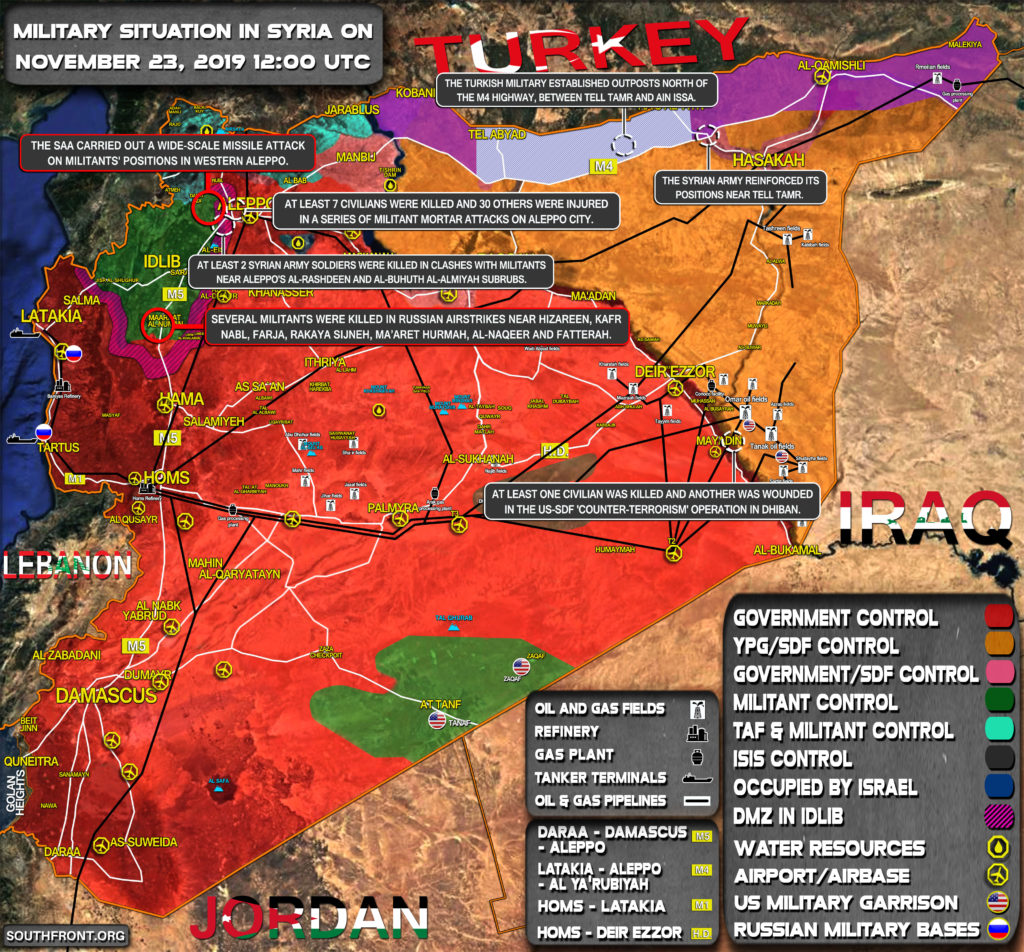 Military Situation In Syria On November 23, 2019 (Map Update)