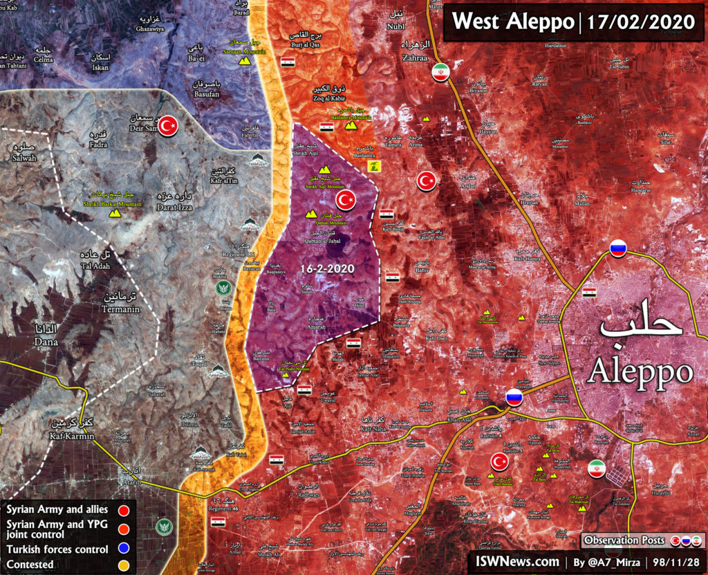 Map Update: Syrian Army's Gains In Western Aleppo On February 17, 2020