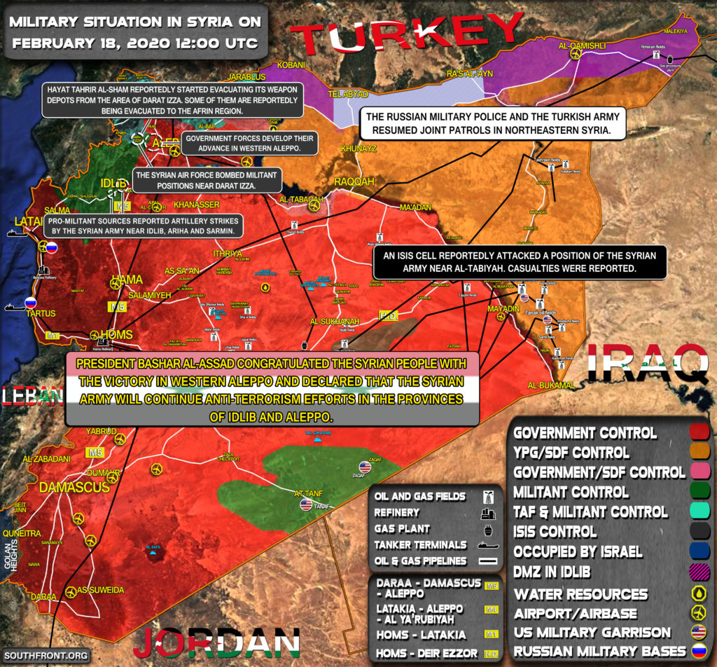 Military Situation In Syria On February 18, 2020 (Map Update)