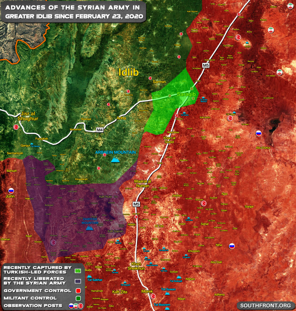 Gains And Setbacks By Syrian Army In Greater Idlib February 23-29, 2020 (Map Update)