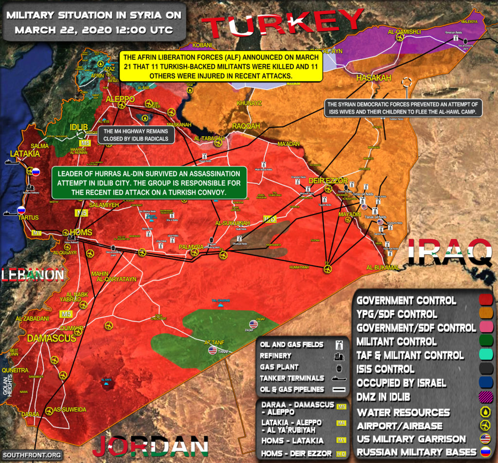 Military Situation In Syria On March 22, 2020 (Map Update)