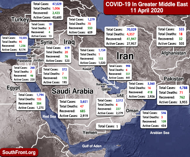 Map Update: COVID-19 Outbreak In Greater Middle East As Of April 11, 2020