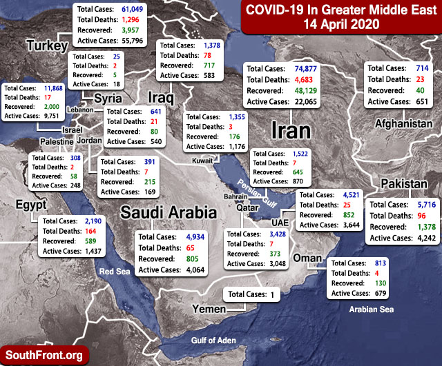Map Update: COVID-19 Outbreak In Greater Middle East As Of April 14, 2020