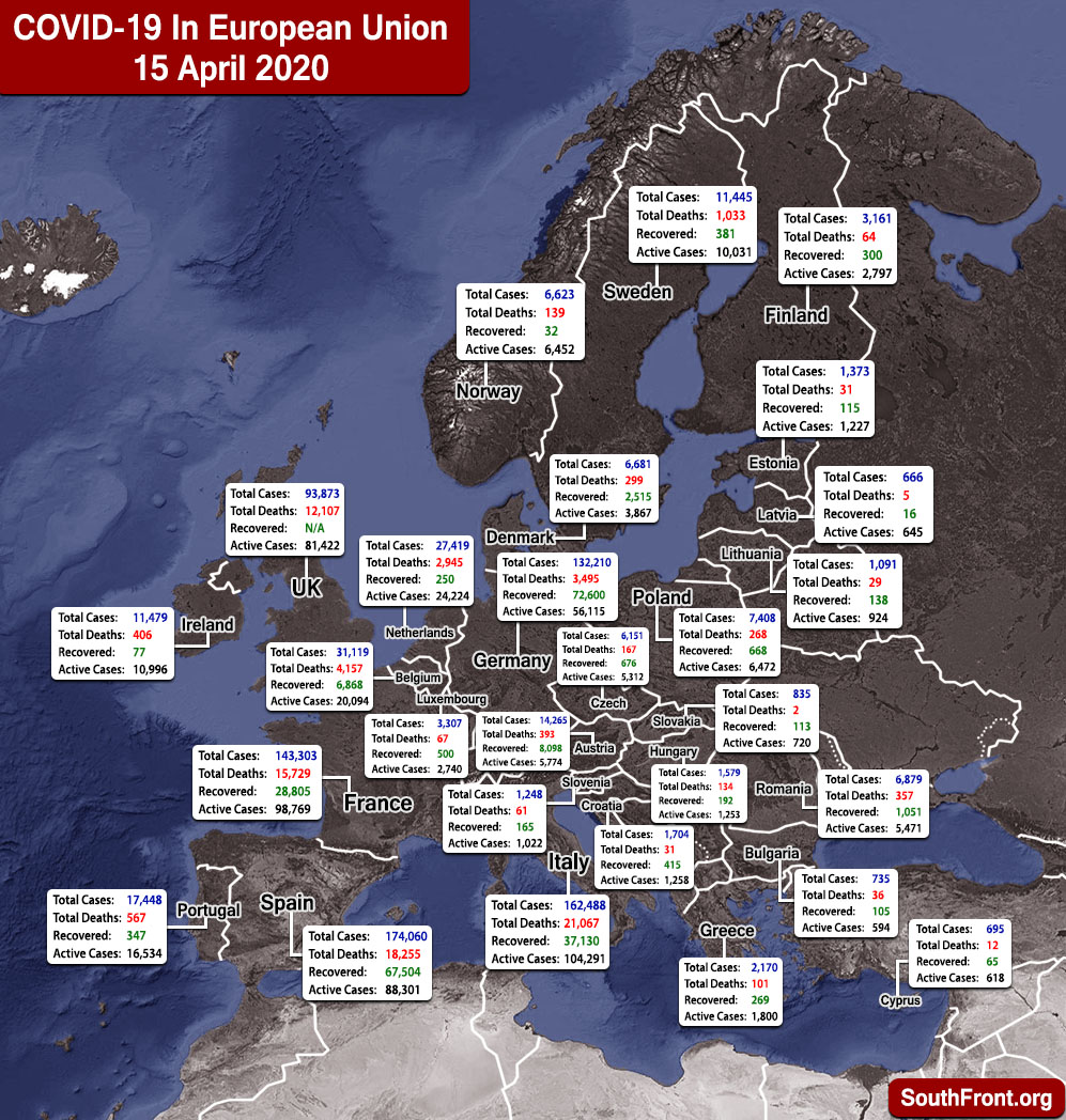 Map Update: COVID-19 Outbreak In European Union And United Kingdom As Of April 15, 2020