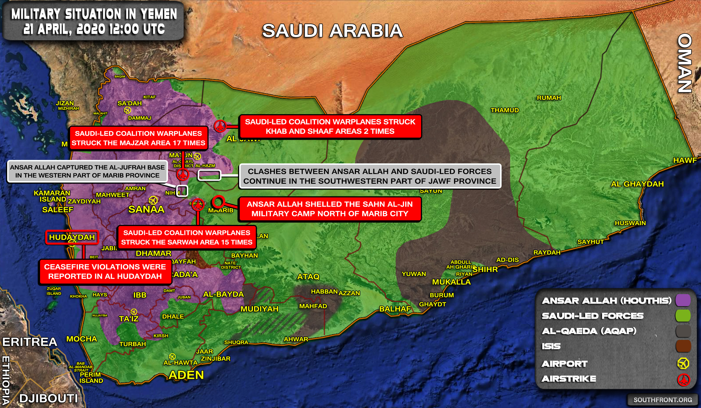 Military Situation In Yemen On April 21, 2020 (Map Update)