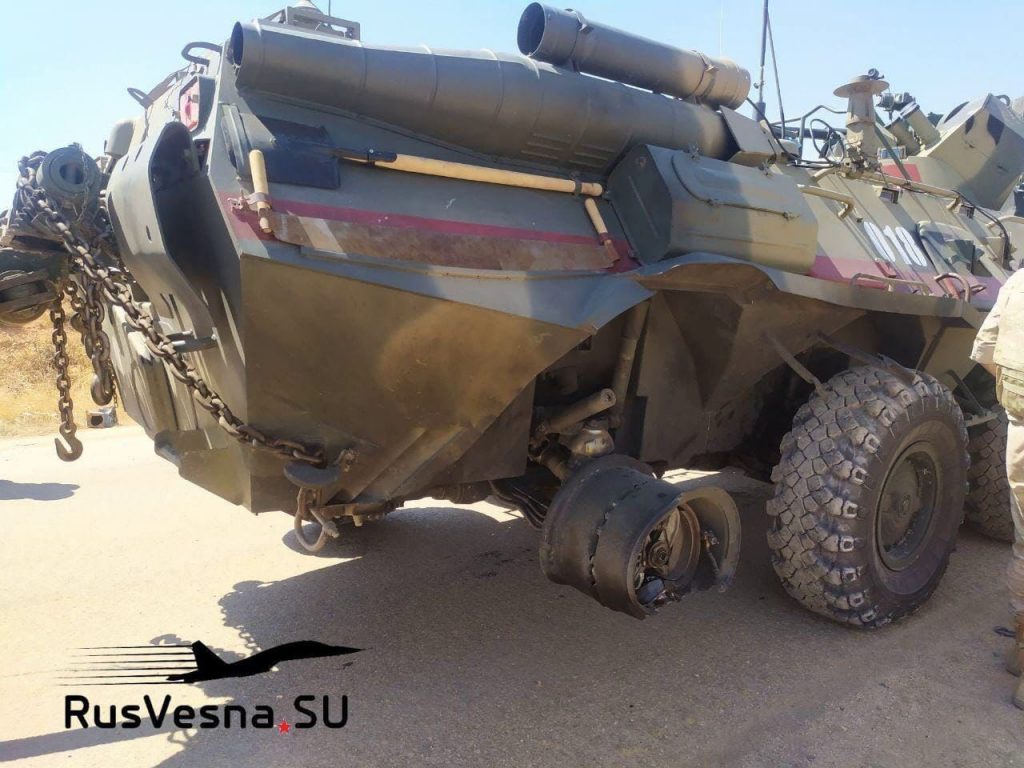 In Photos: Russian BTR-80 Vehicle Damaged In Attack On Turkish-Russian Patrol In Idlib