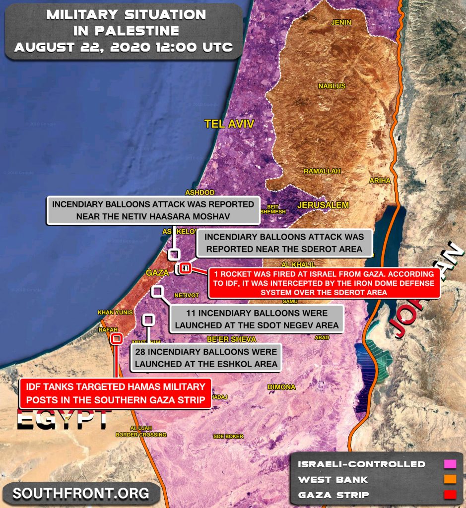 Military Situation In Palestine On August 22, 2020 (Map Update)