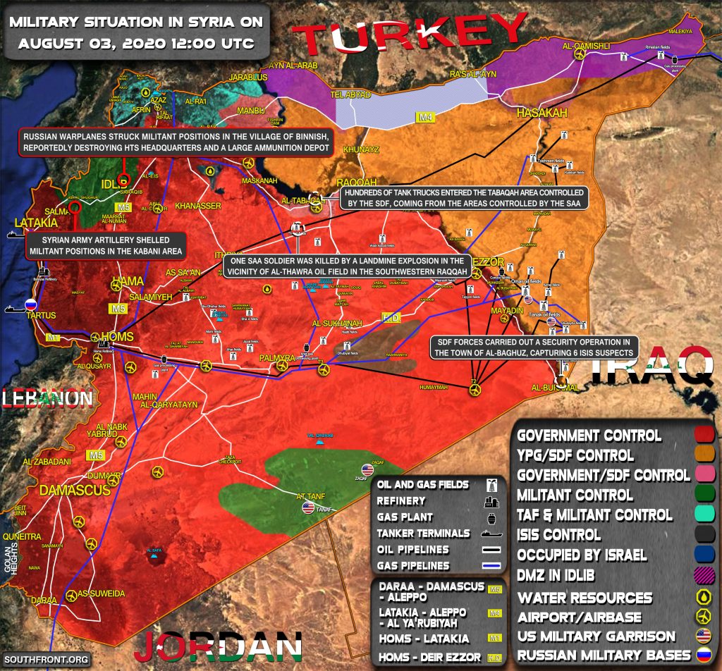Military Situation In Syria On August 3, 2020 (Map Update)