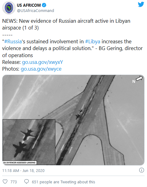 U.S. To Declare Russian "Jetfall" In Libya