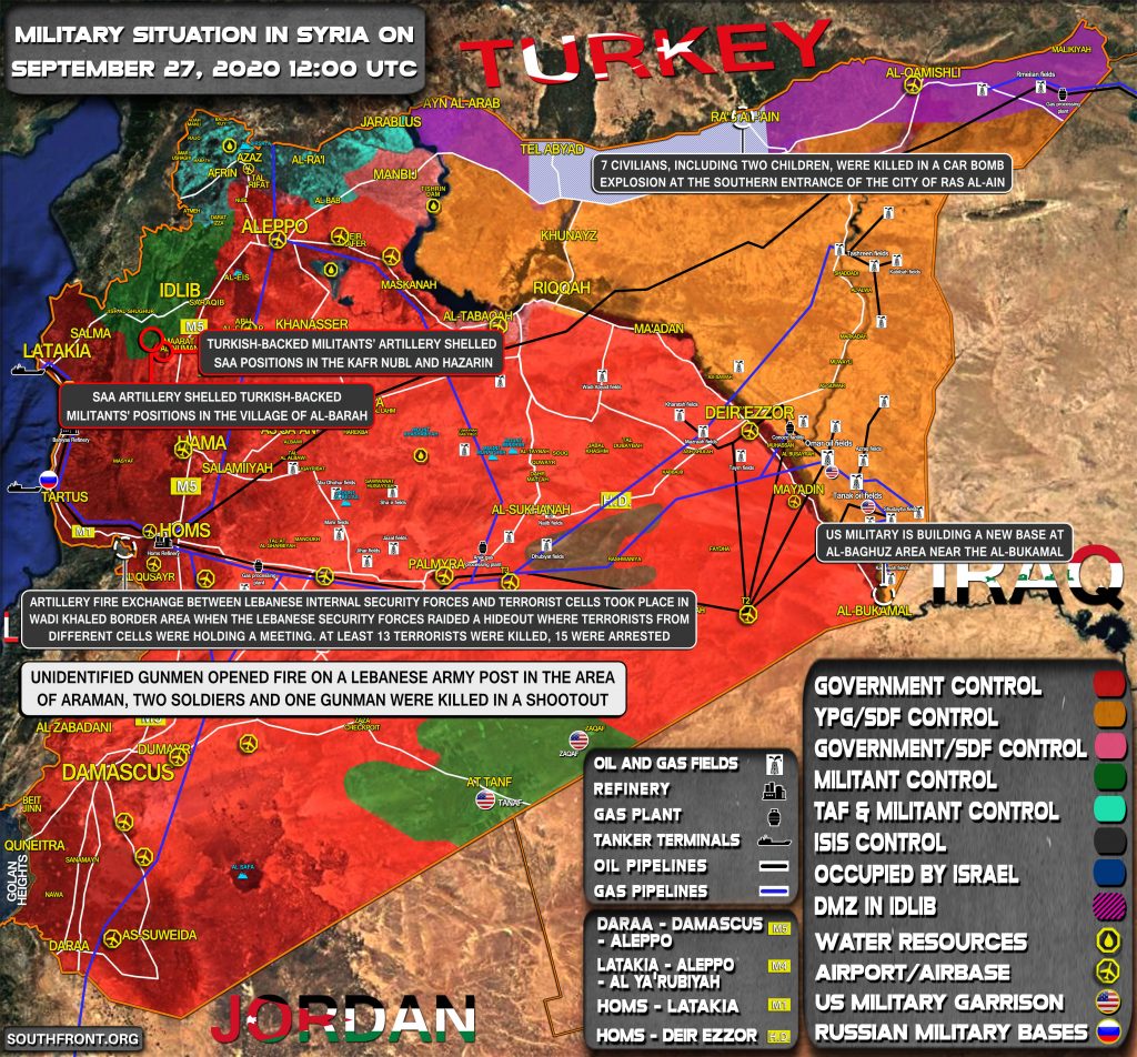 Military Situation In Syria And Northern Lebanon On September 27, 2020 (Map Update)