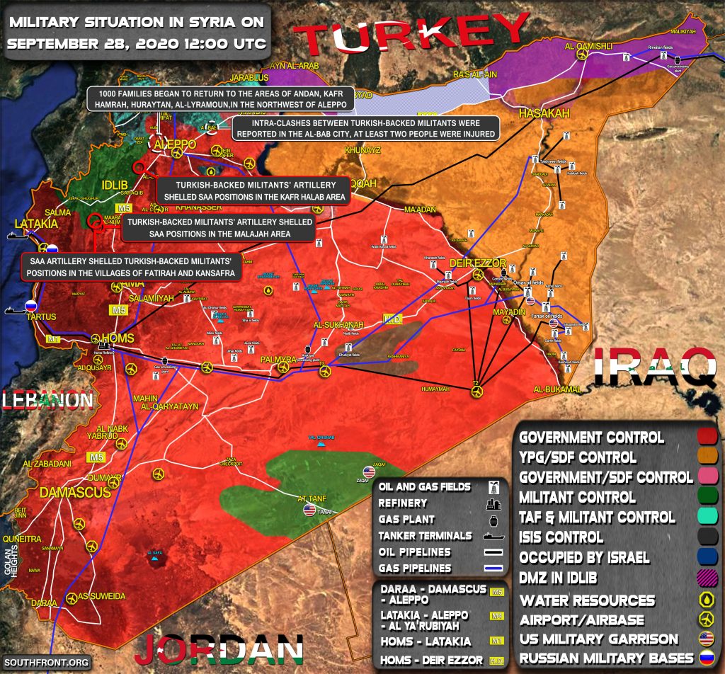 Military Situation In Syria On September 28, 2020 (Map Update)