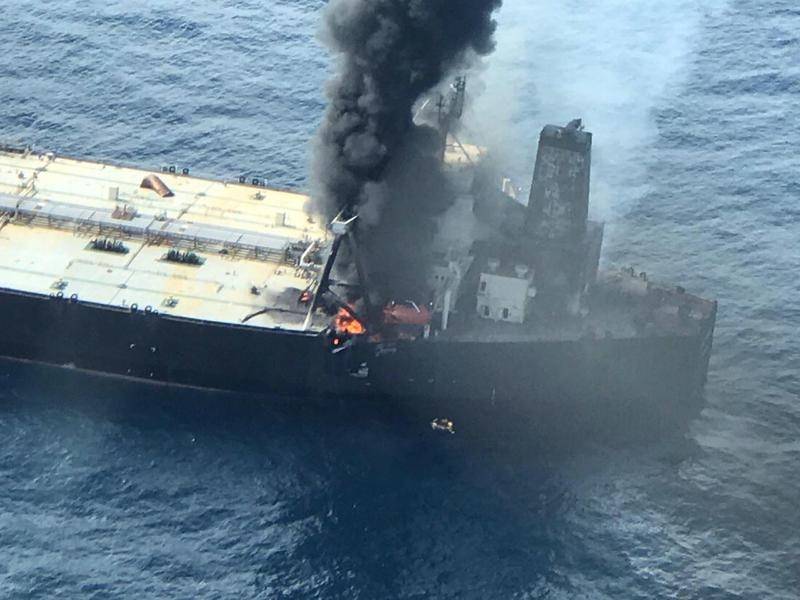 Indian-Chartered Oil Tanker Catches Fire Off The Coast Of Sri Lanka