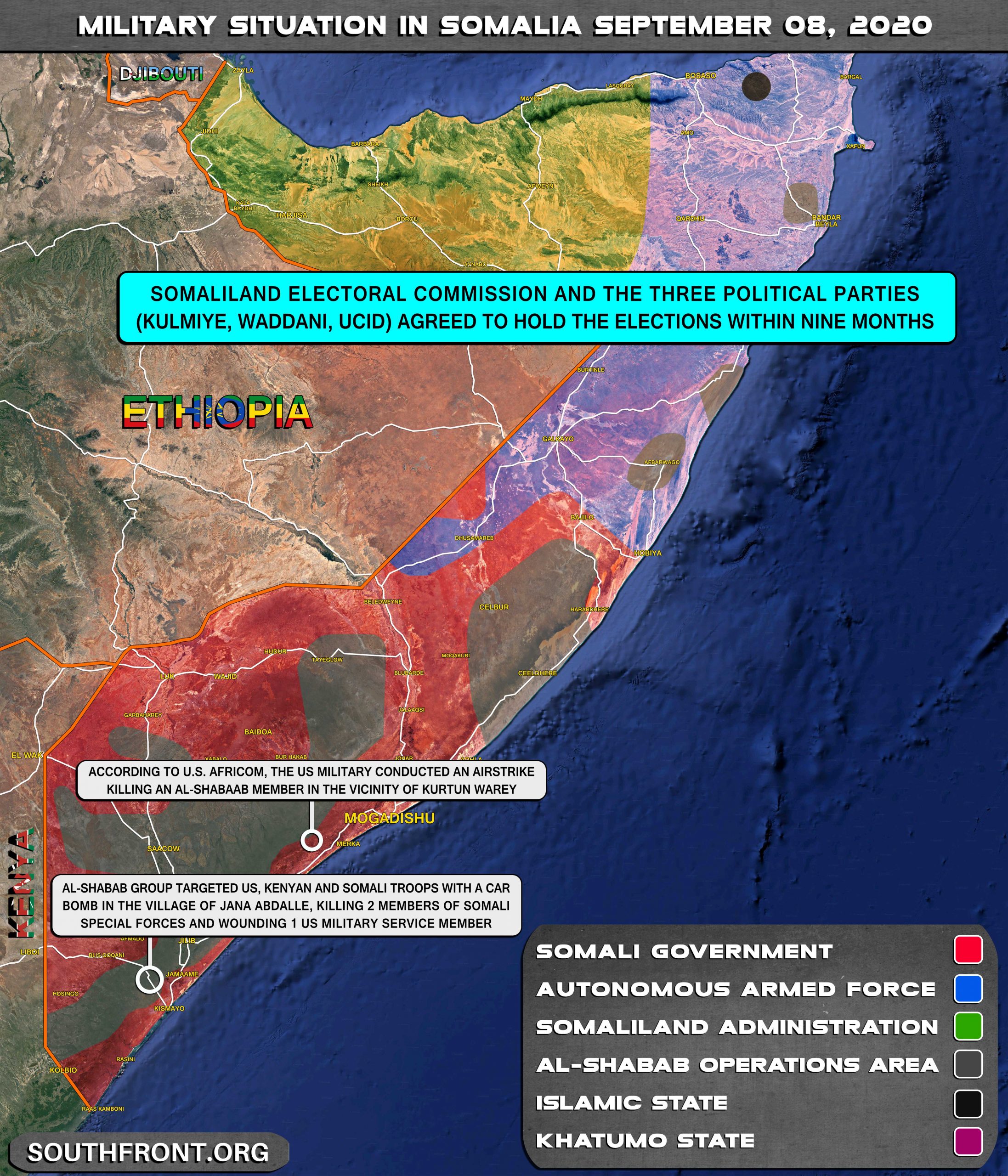 Military Situation In Somalia On September 8, 2020 (Map Update)