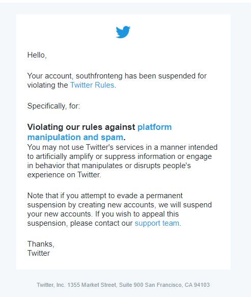 Twitter Joins Ongoing Censorship Campaign Against SouthFront