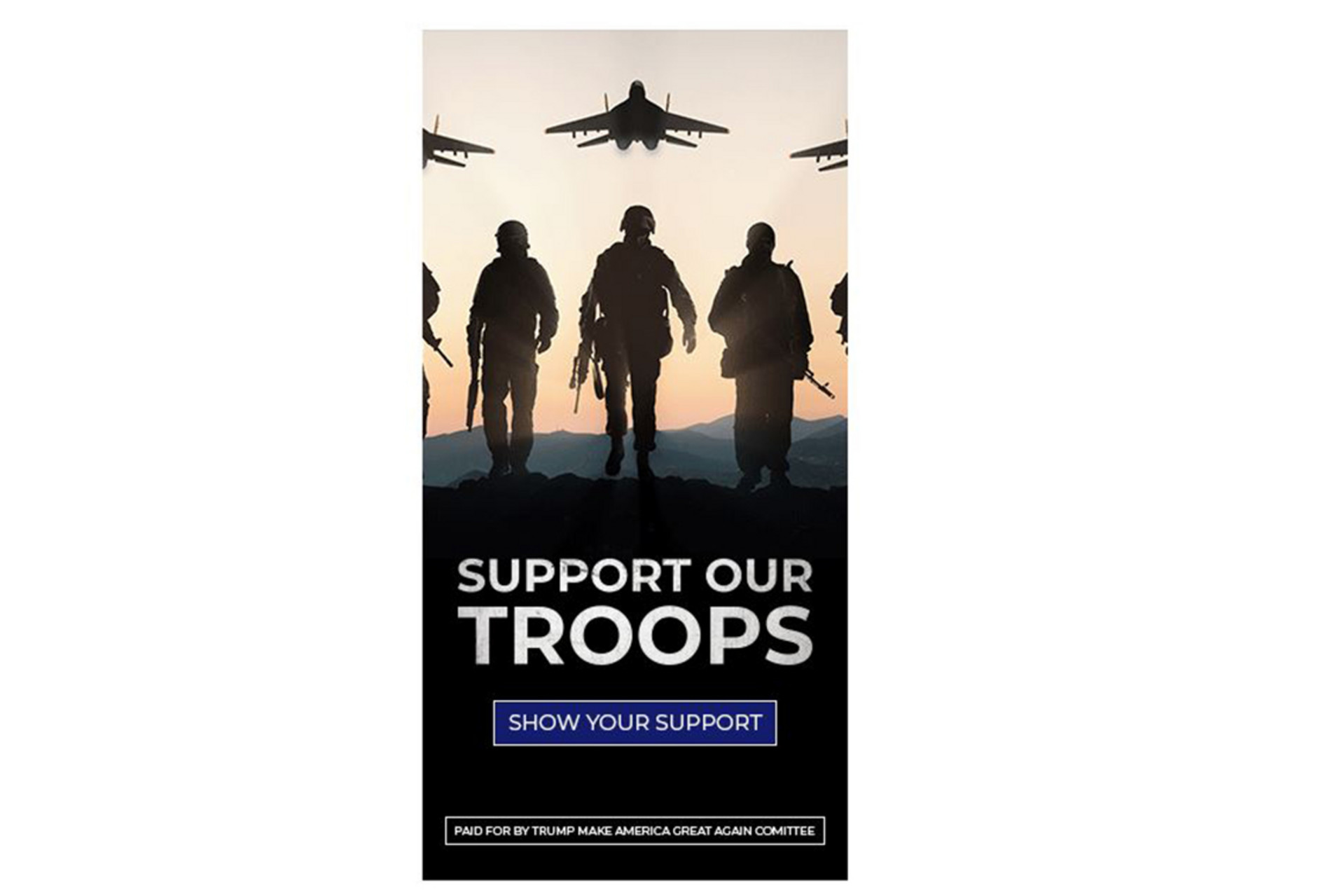Trump Campaign Uses Poster Featuring Russian MiG-29 And Models With AK-47s