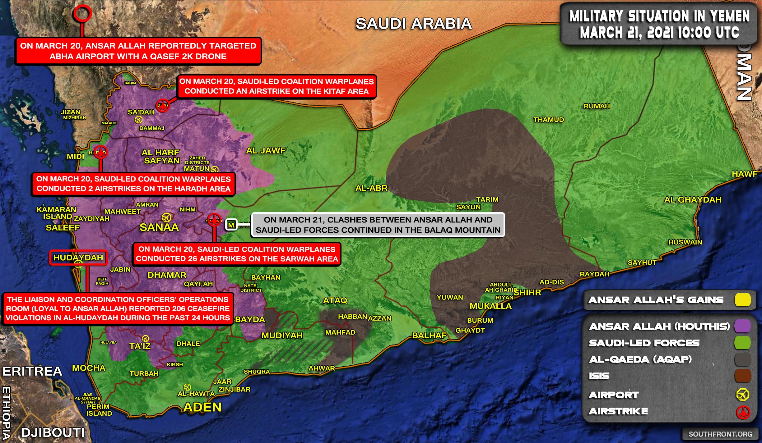 Military Situation In Yemen On March 21, 2021 (Map Update)