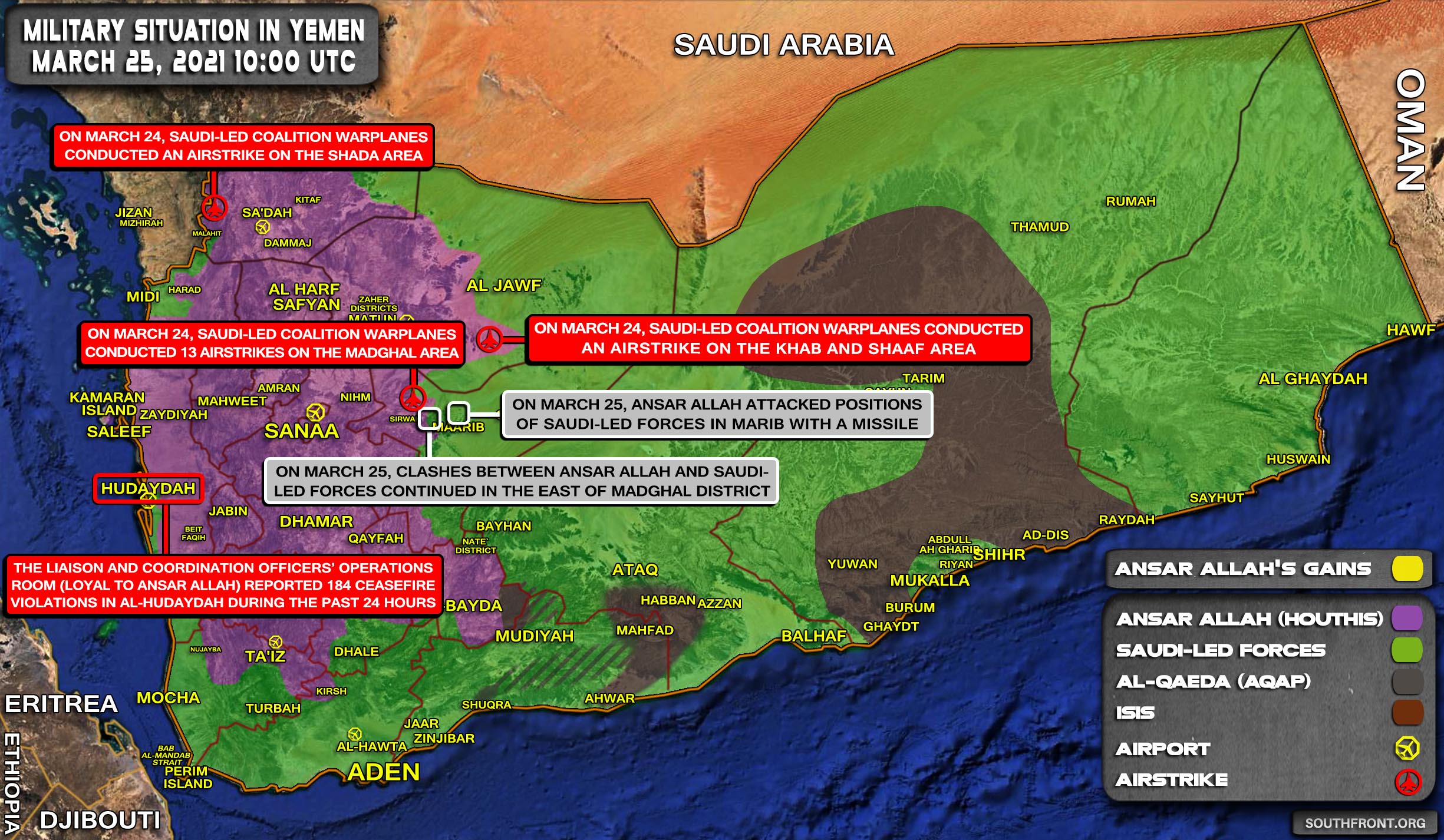 Military Situation In Yemen On March 25, 2021 (Map Update)