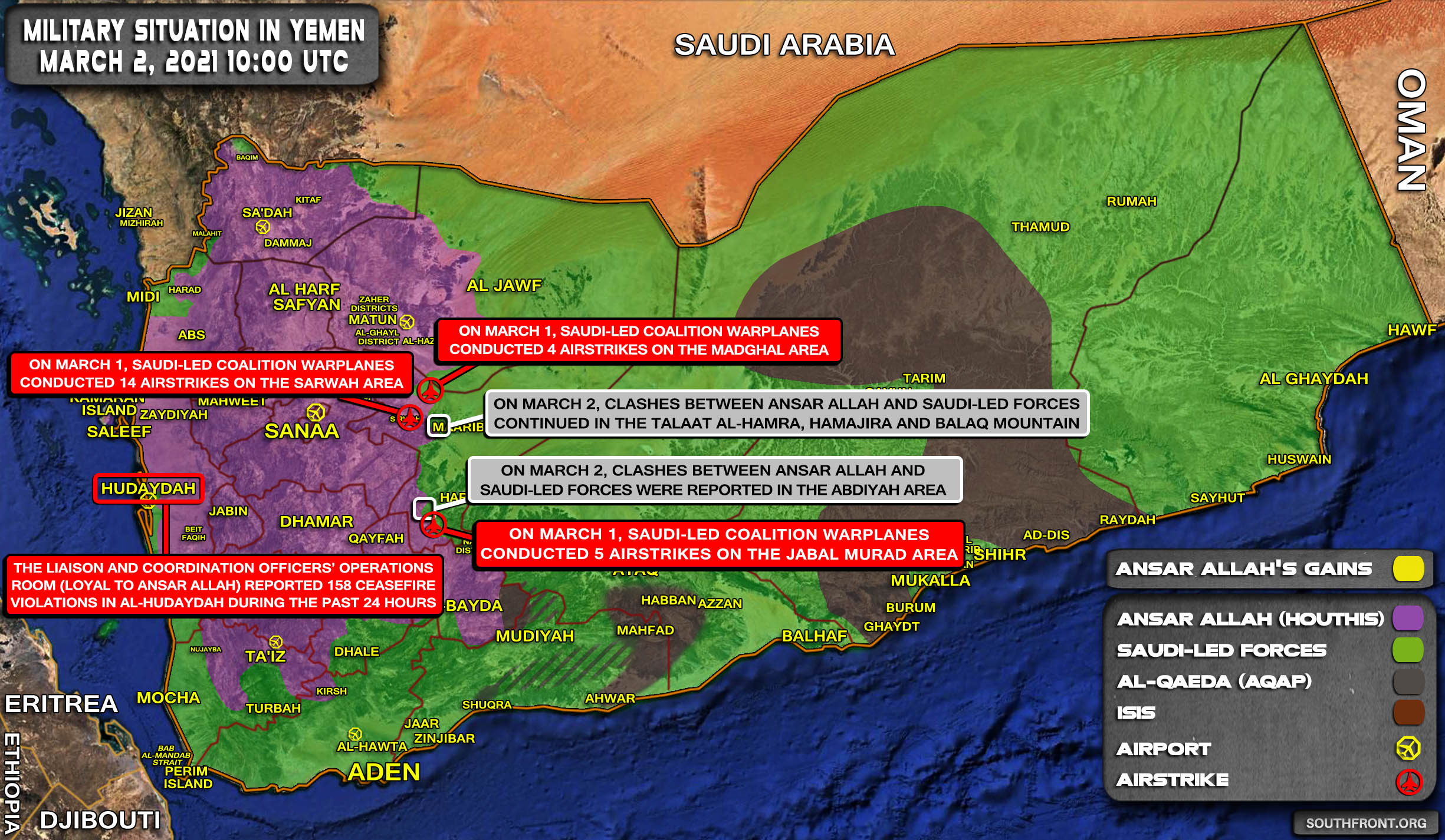 Military Situation In Yemen On March 2, 2021 (Map Update)