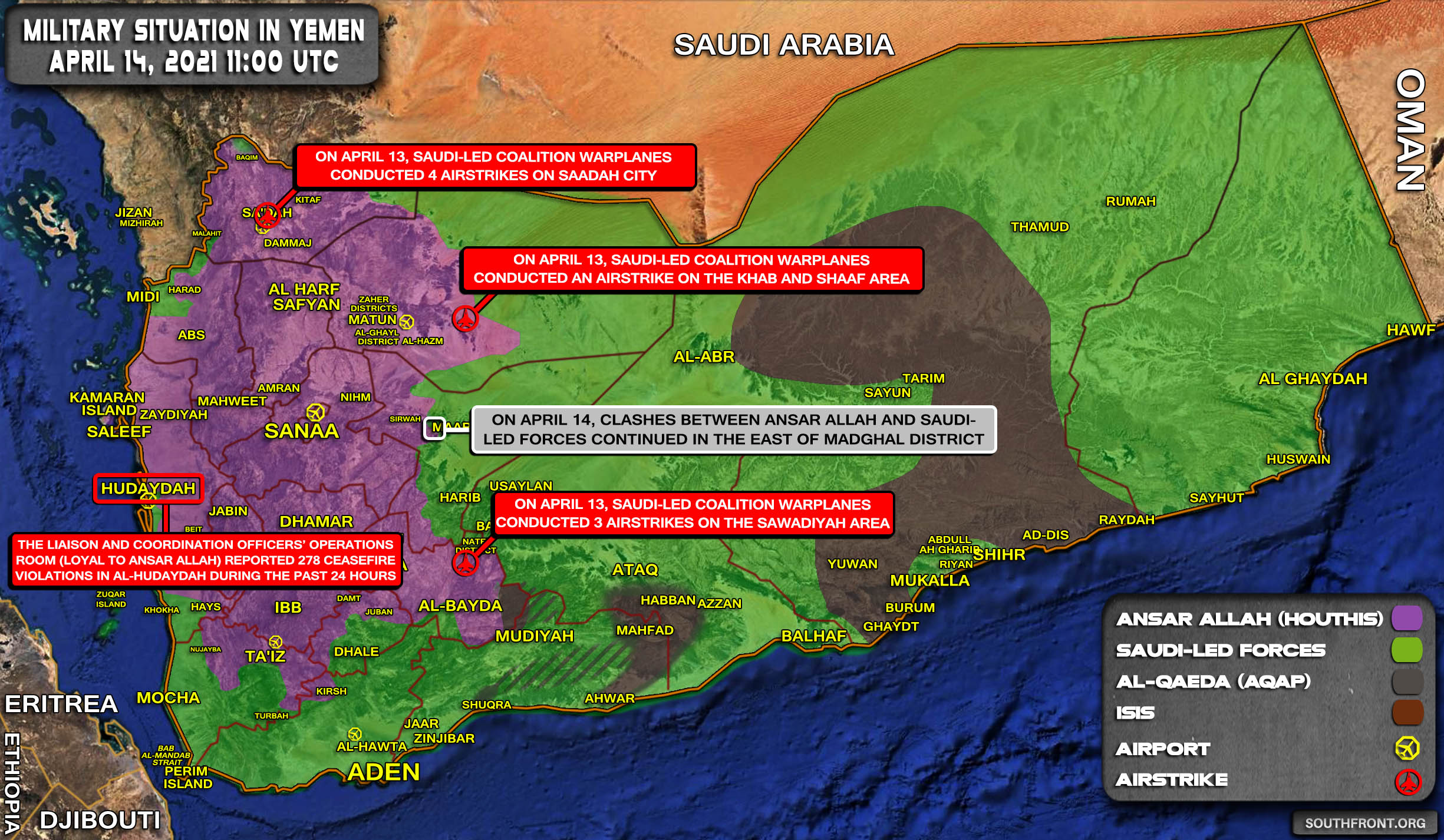 Military Situation In Yemen On April 14, 2021 (Map Update)