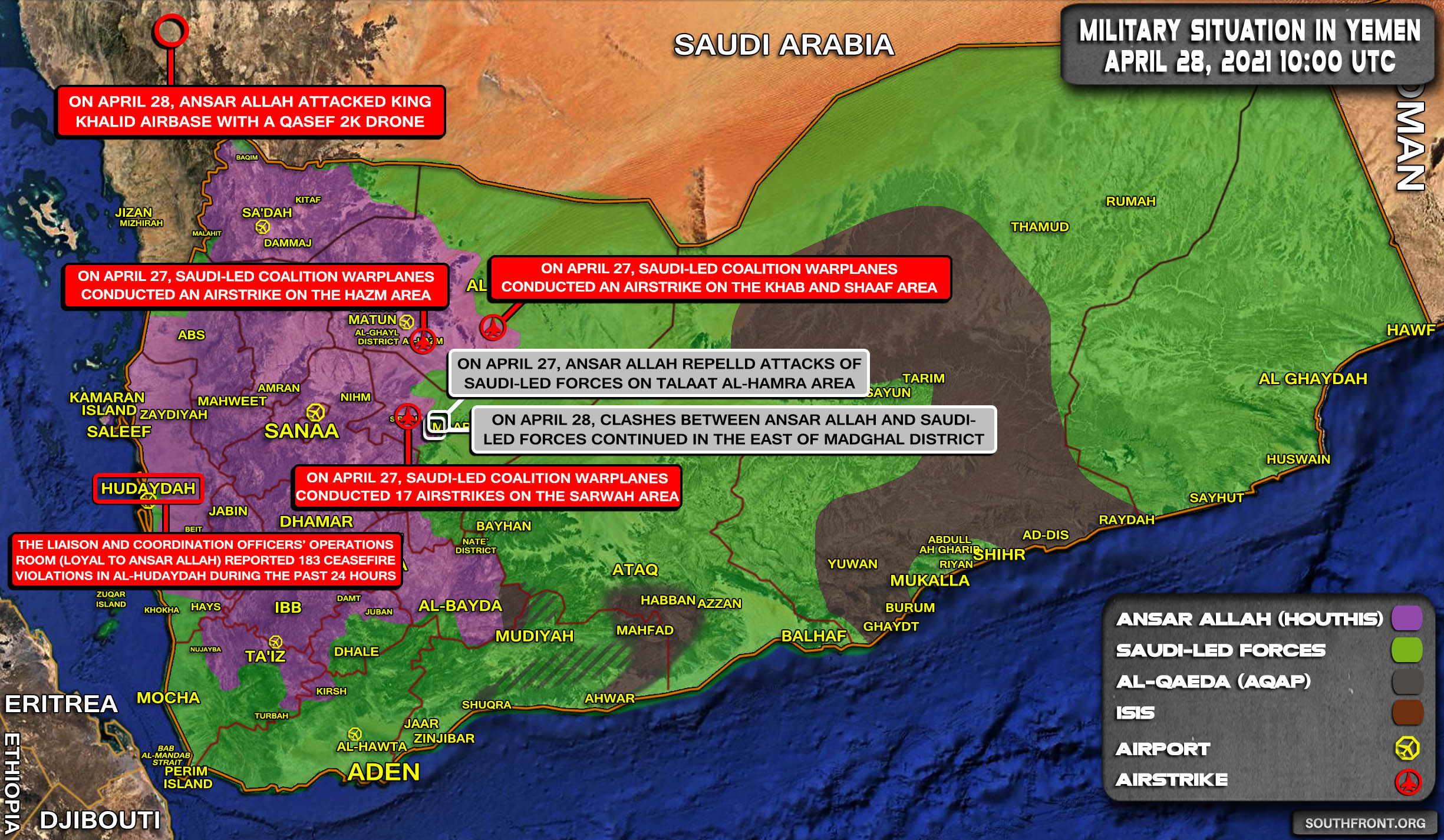 Military Situation In Yemen On April 28, 2021 (Map Update)