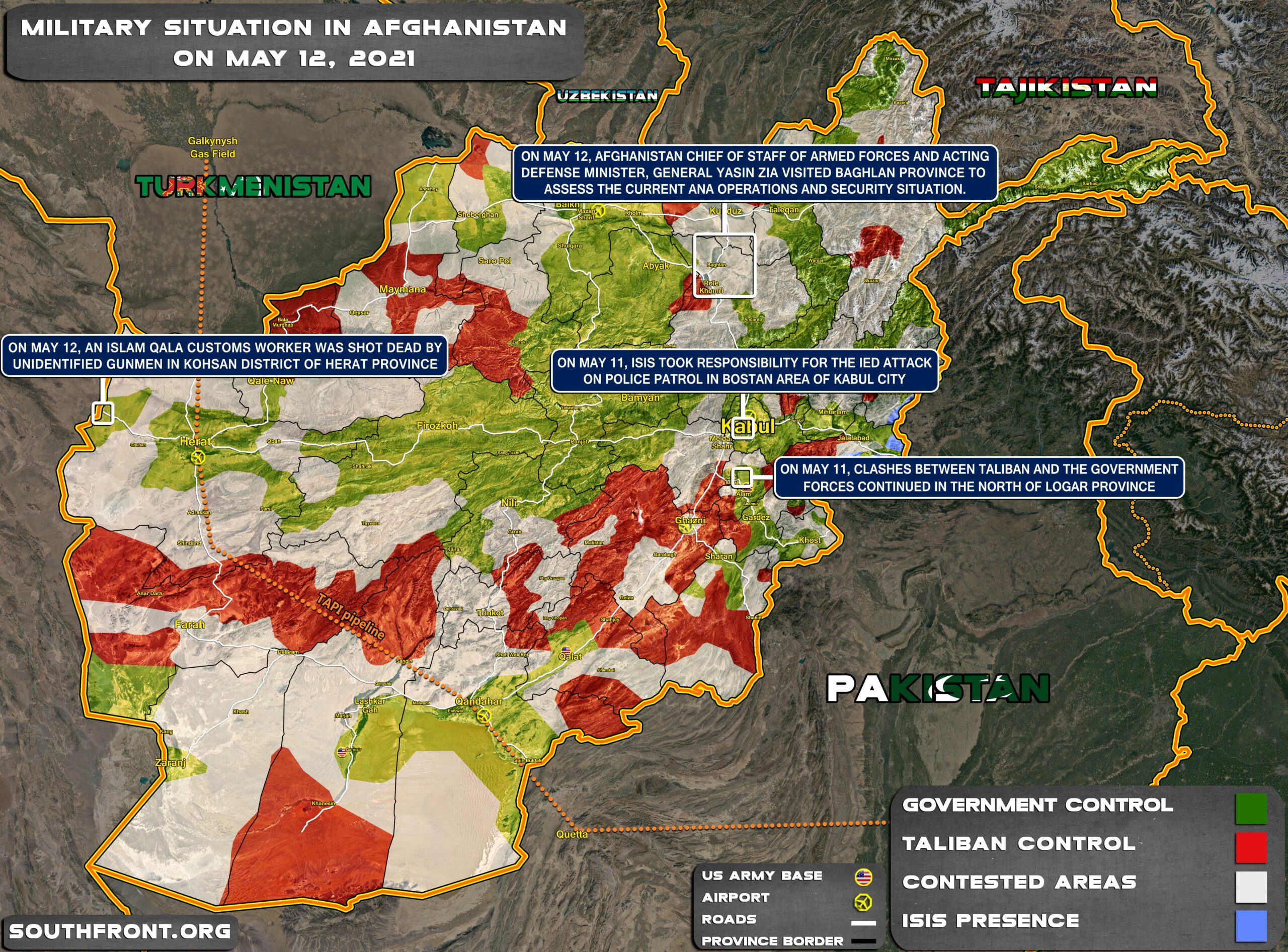 Military Situation In Afghanistan On May 12, 2021 (Map Update)