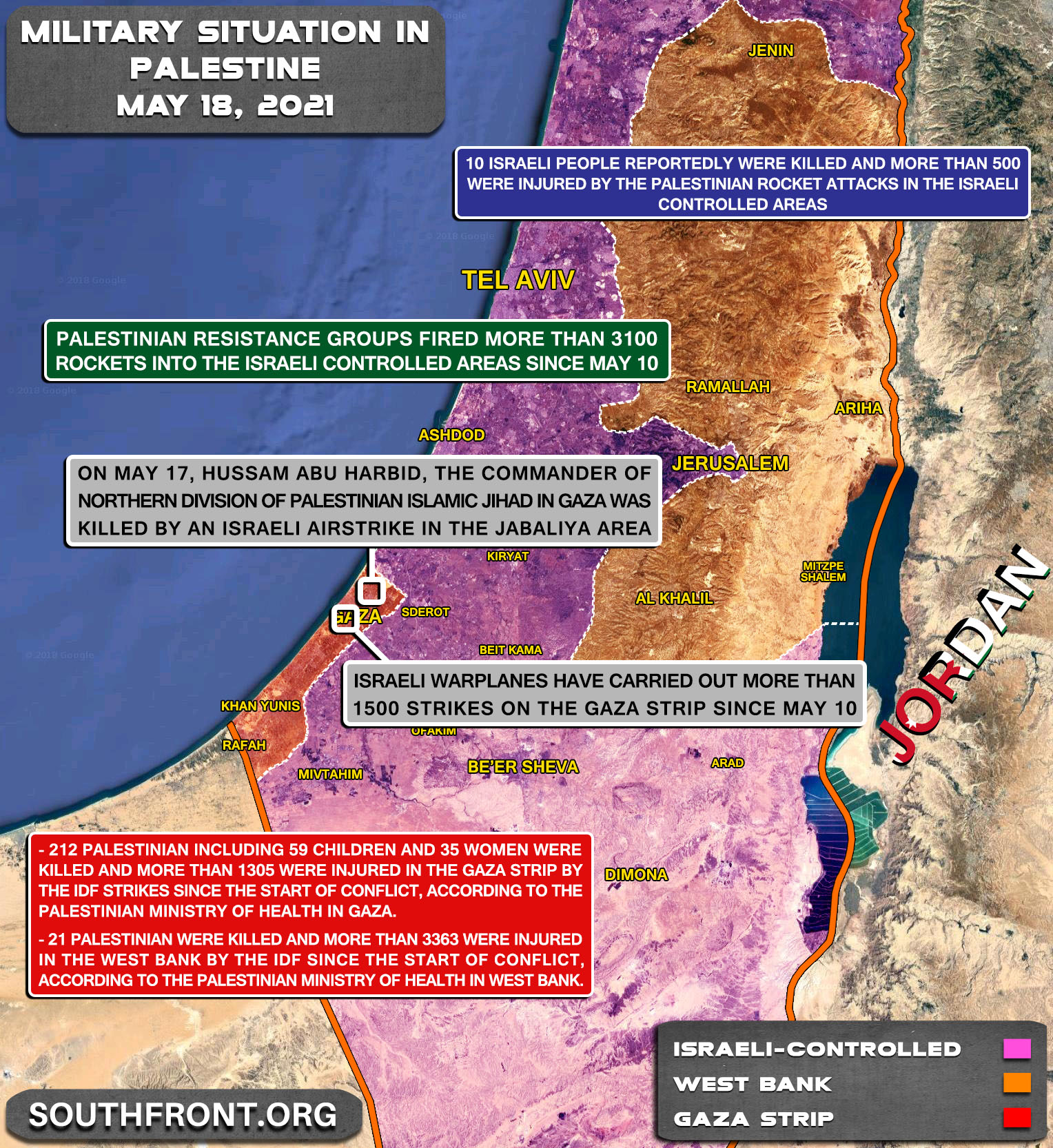 Military Situation In The West Bank And Gaza Strip On May 18th, 2021 (Map Update)