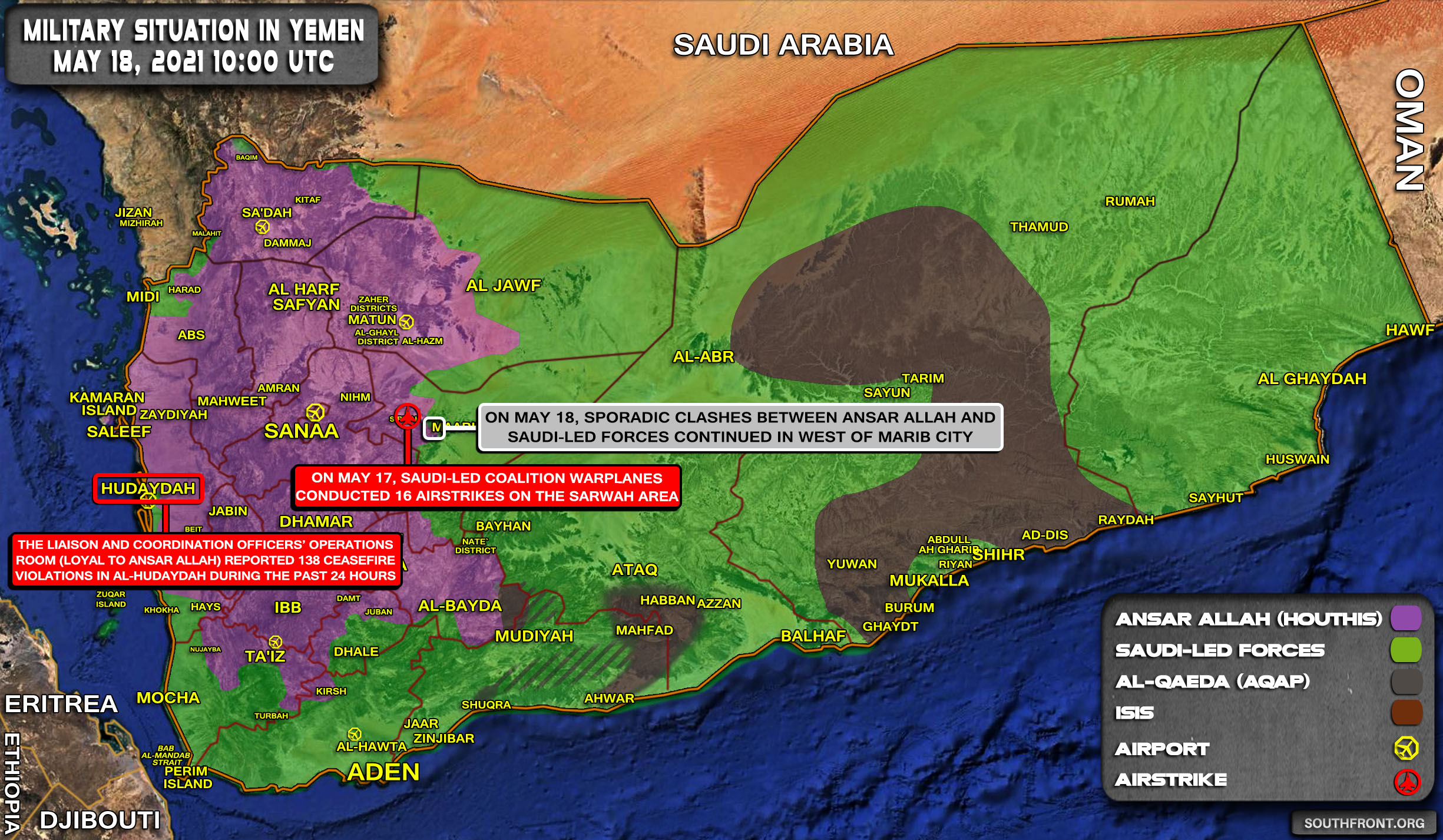 Military Situation In Yemen On May 18, 2021 (Map Update)