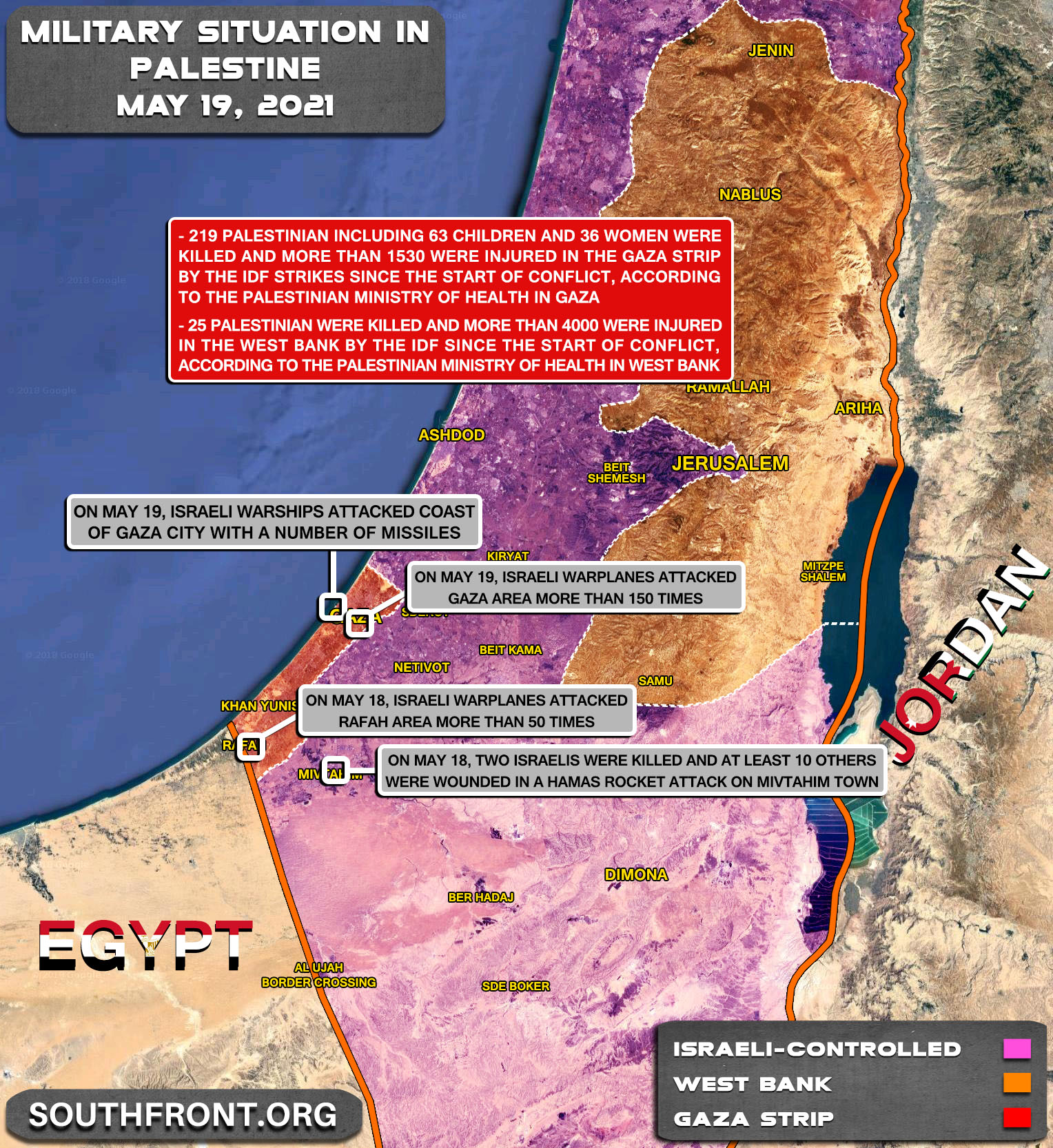 Military Situation In The West Bank And Gaza Strip On May 19, 2021 (Map Update)