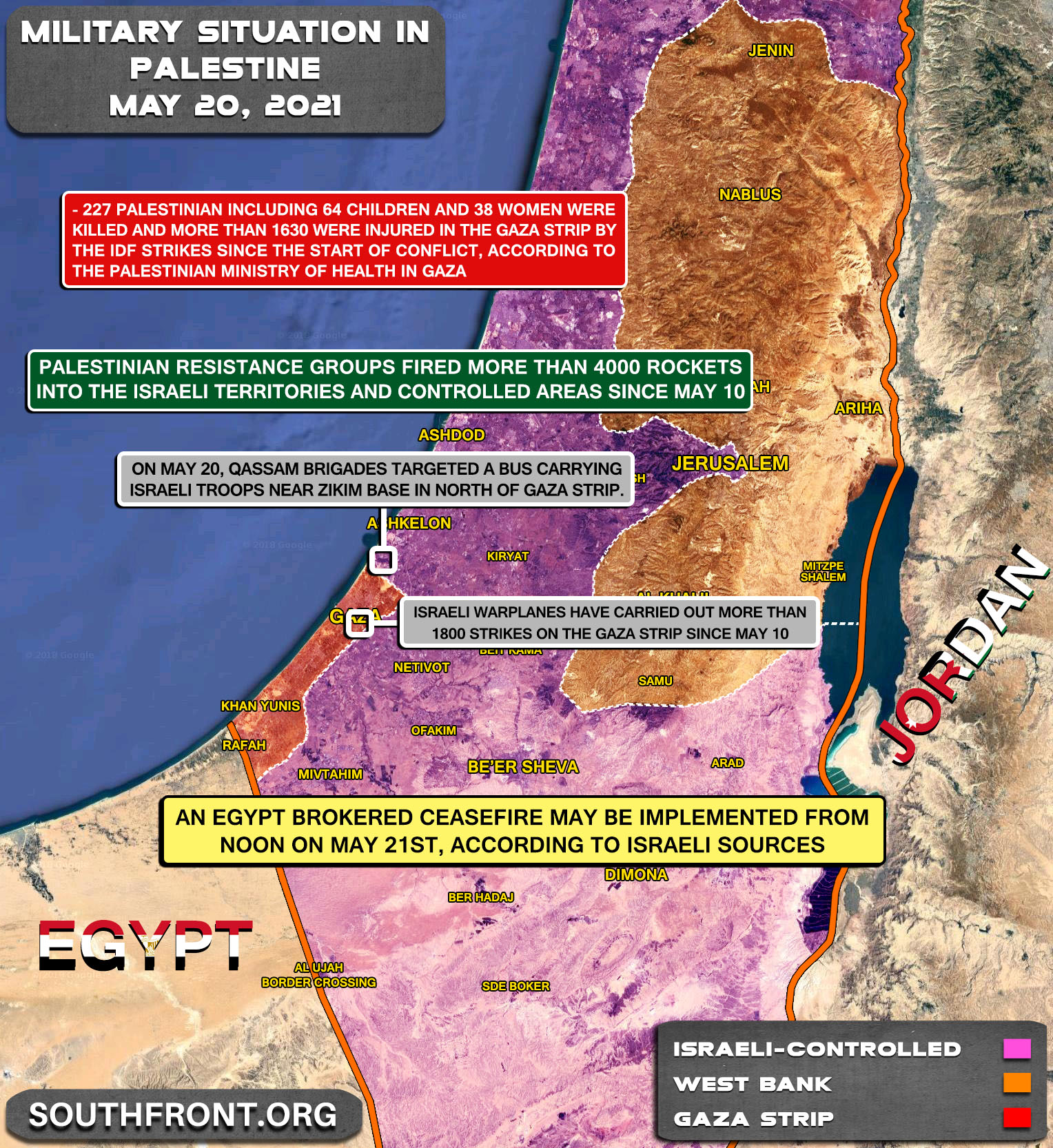 Military Situation In The West Bank And Gaza Strip On May 20, 2021 (Map Update)