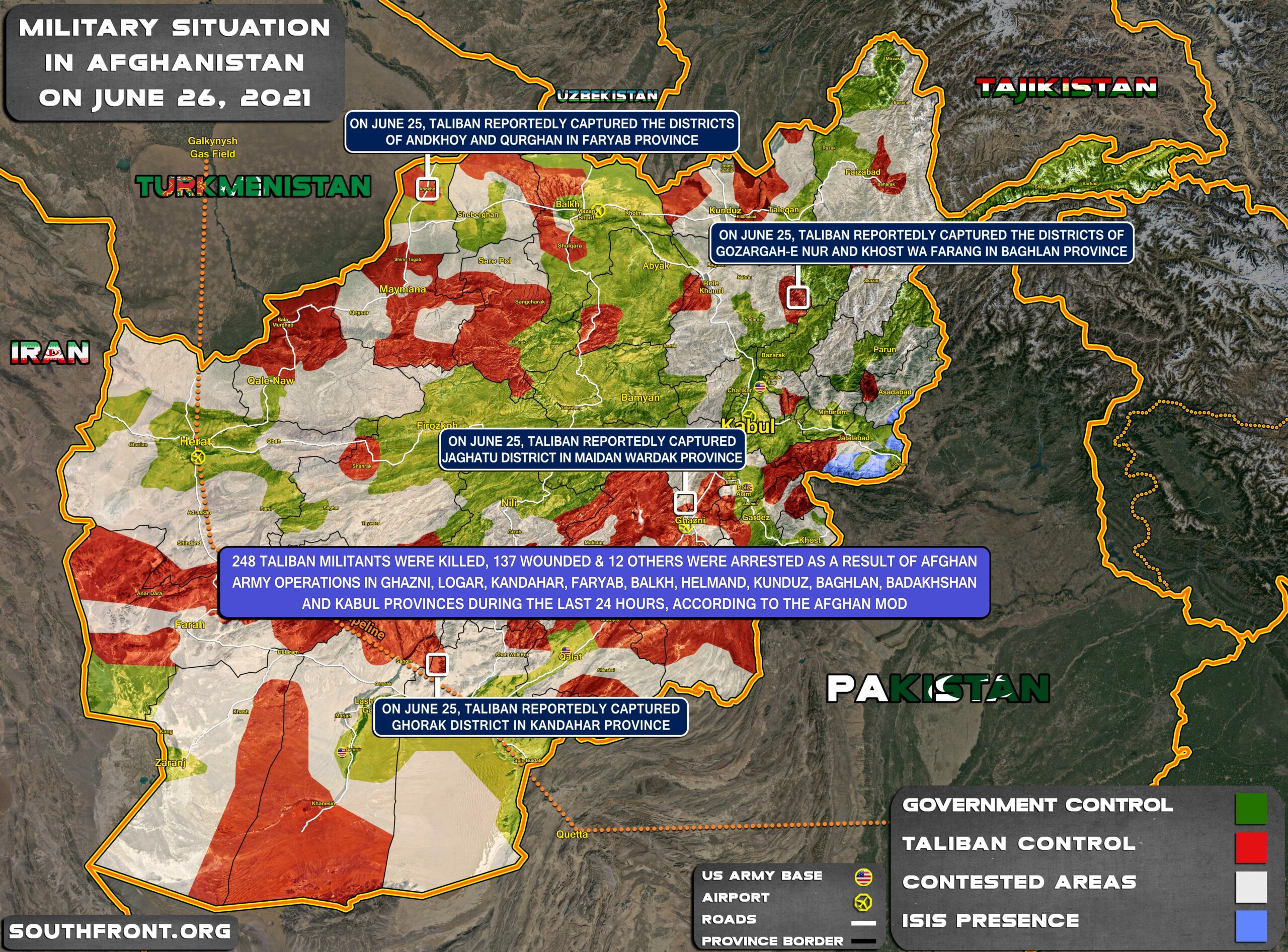 Military Situation In Afghanistan On June 26, 2021 (Map Update)
