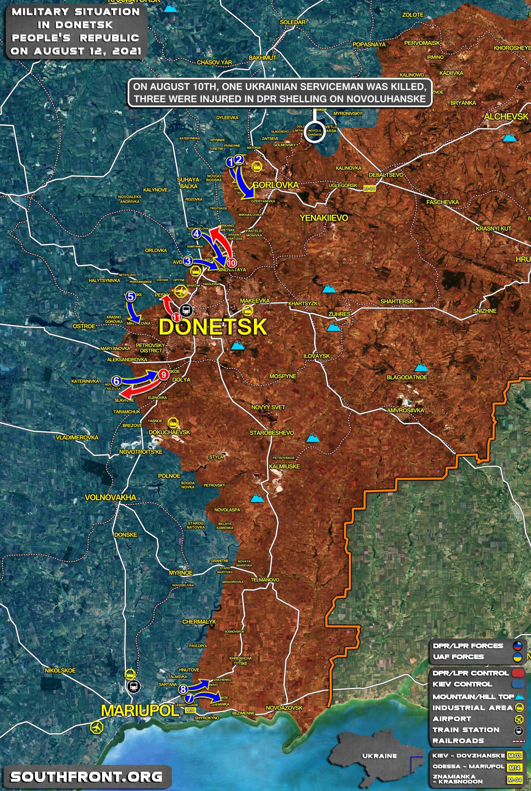 Military Situation In Donetsk People’s Republic On August 12, 2021 (Map Update)